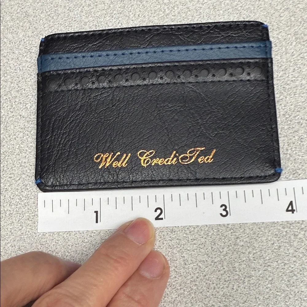 Ted Baker Black Card Holder and Keychain Set with Blue Accents